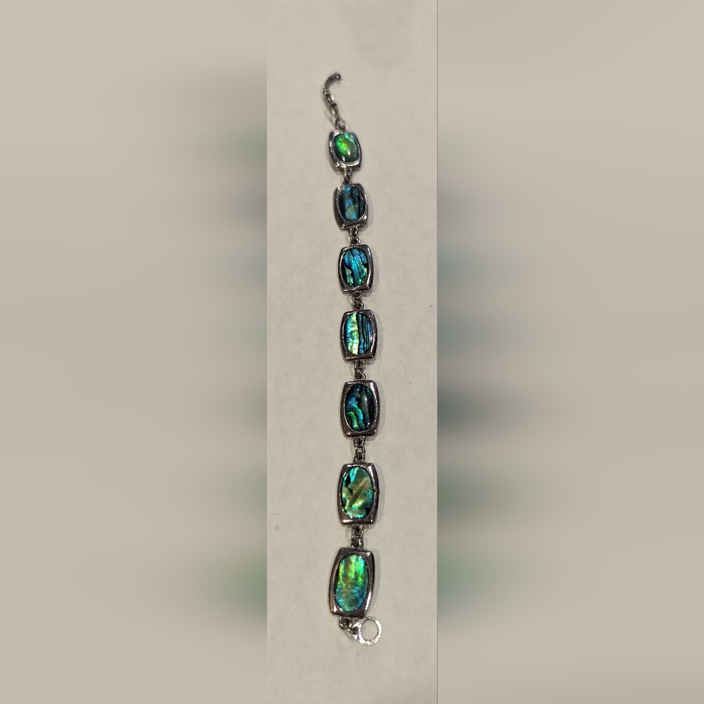 Silver Tone and Abalone Bracelet